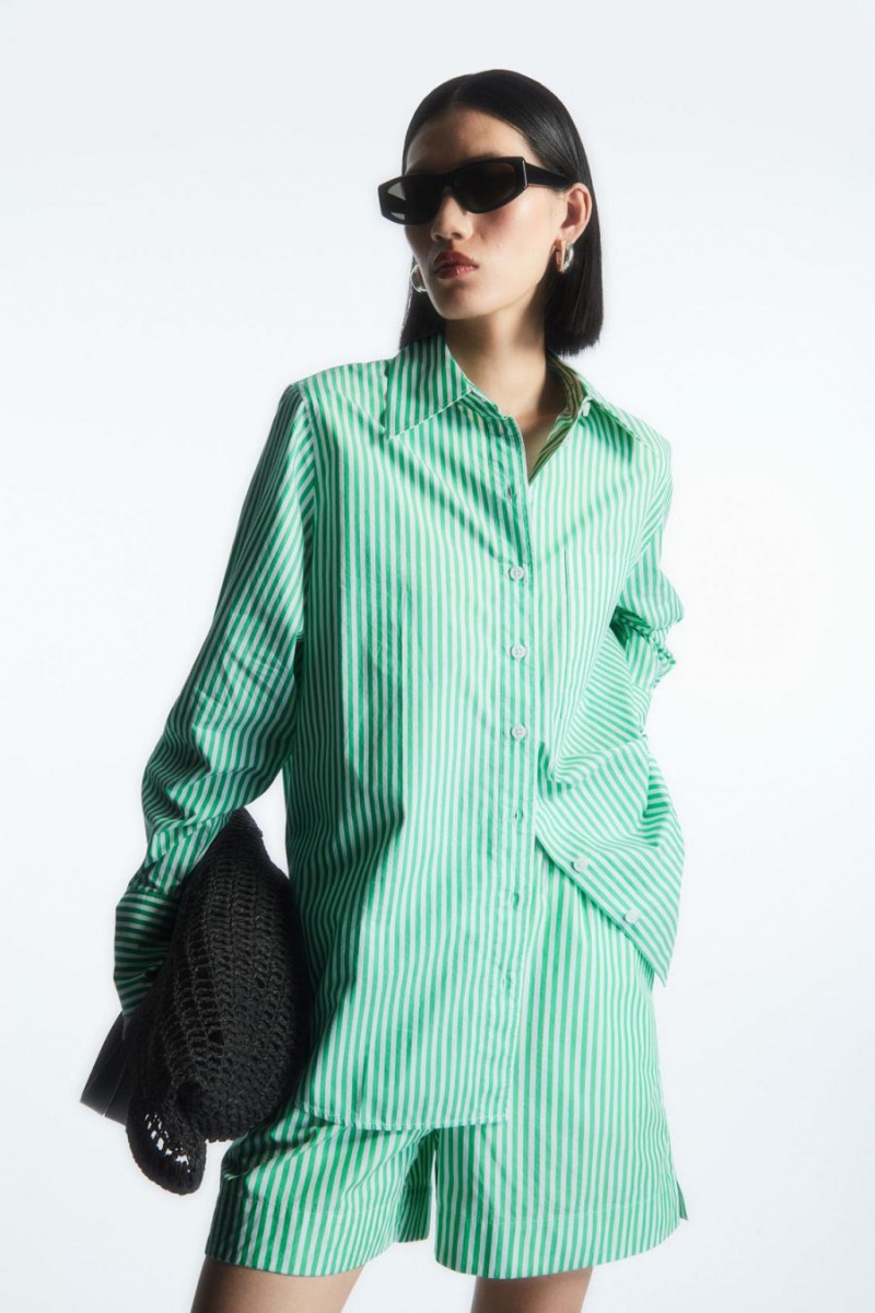 Camisa COS Oversized Tailored Mujer Verdes Claro Blancos | 84019HQKN