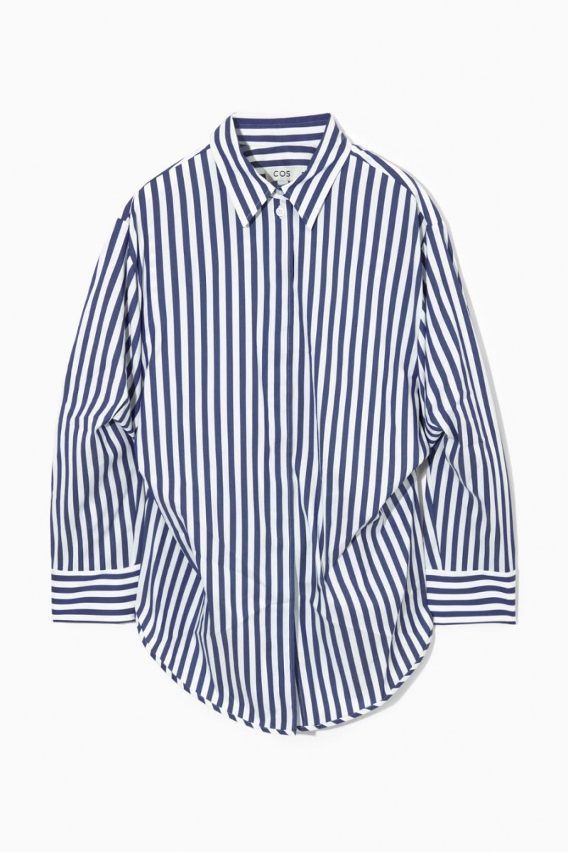 Camisa COS Oversized Waisted A Rayas Mujer Azules Blancos | 29186SDRN