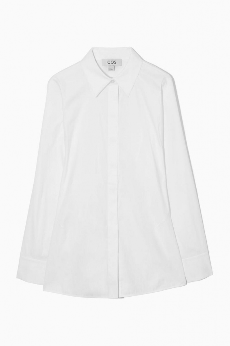 Camisa COS Oversized Waisted Poplin Mujer Blancos | 52307MYWR