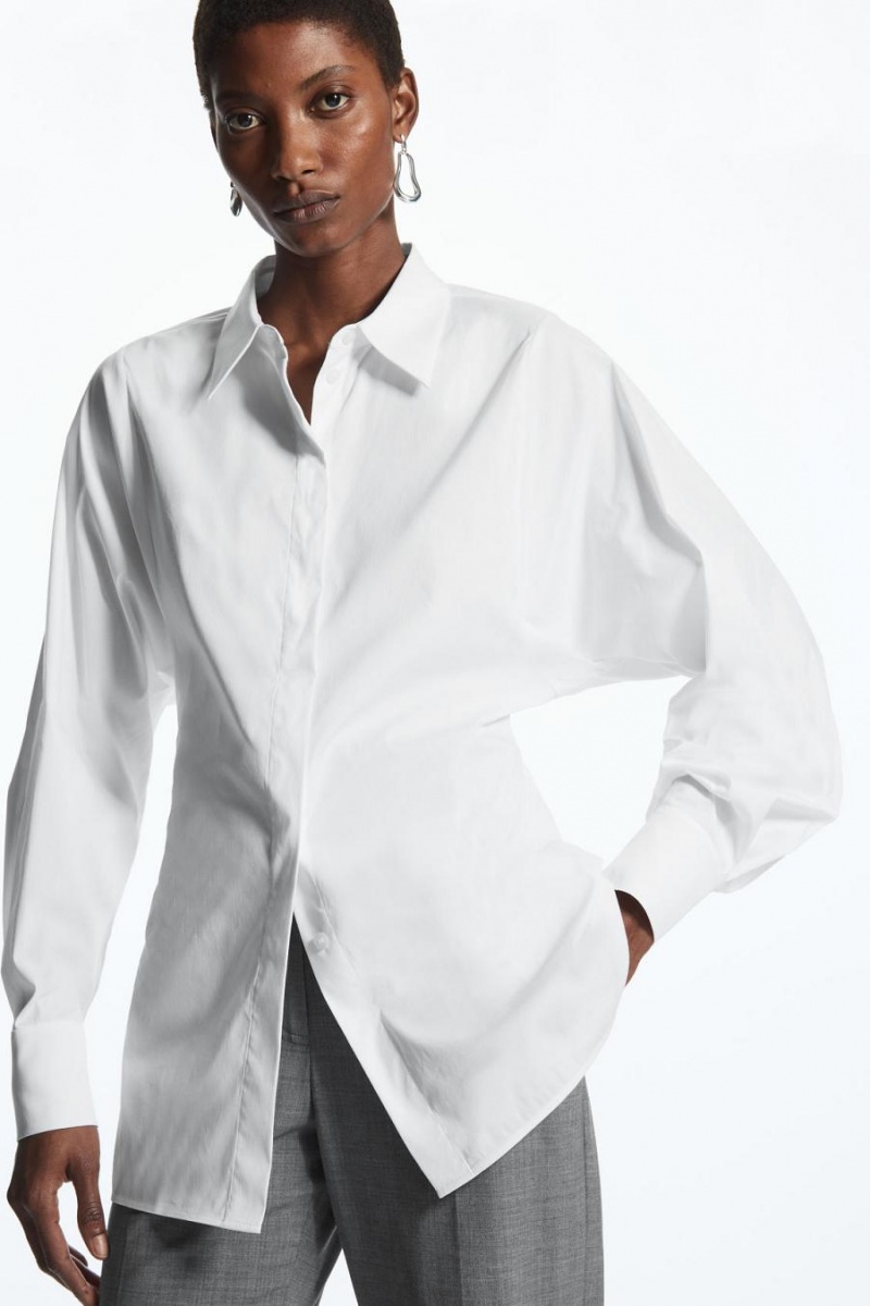 Camisa COS Oversized Waisted Poplin Mujer Blancos | 52307MYWR