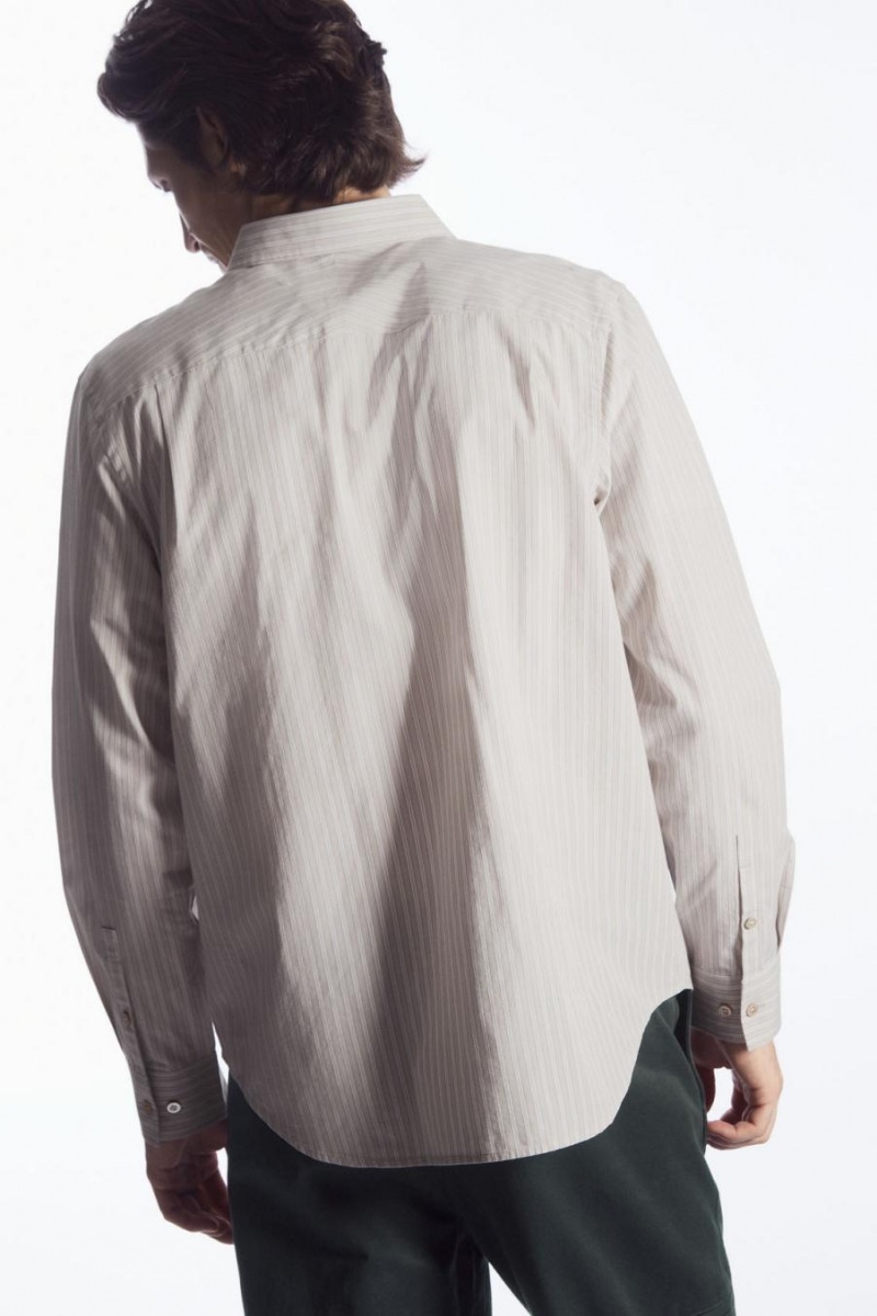 Camisa COS Relaxed-fit Poplin Hombre Beige | 04712LSYR