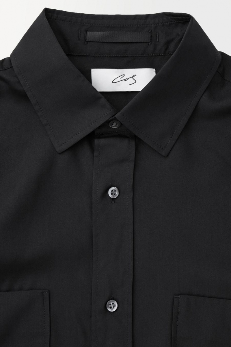 Camisa COS The Fluid Silk Hombre Negros | 45968MCRW