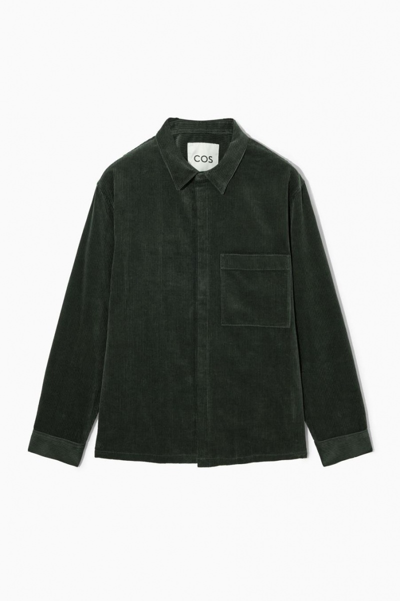 Camisa COS Utility-style Corduroy Hombre Verdes Oscuro | 24159AOUX