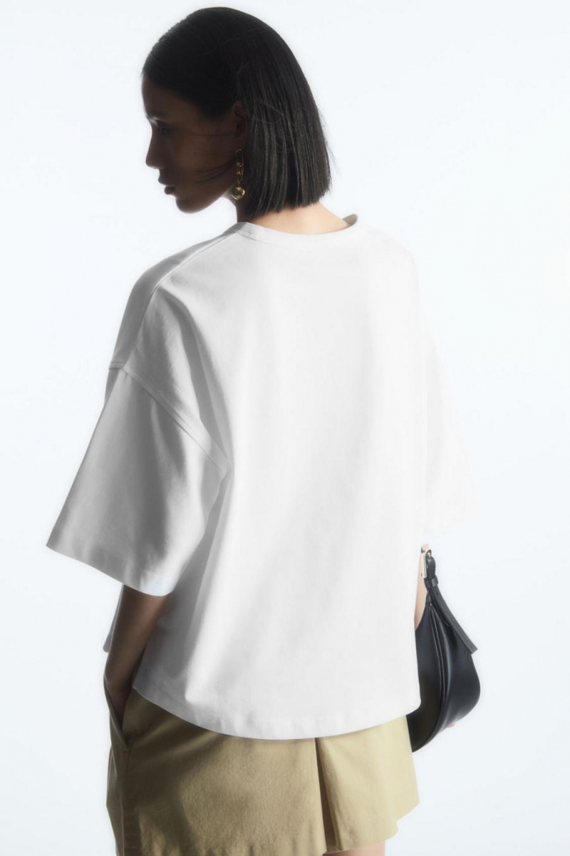 Camiseta COS Boxy Curved-hem Mujer Blancos | 37190FDRA