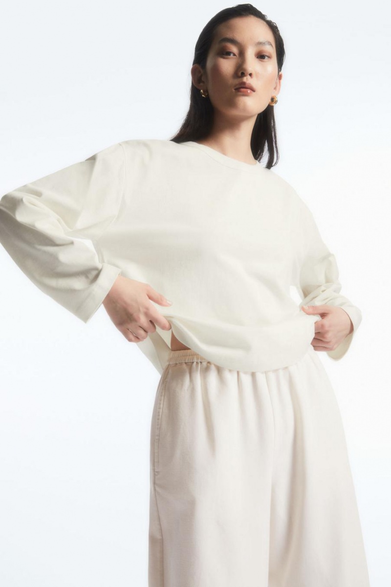 Camiseta COS Boxy Long-sleeved Mujer Blancos | 19640IZBL