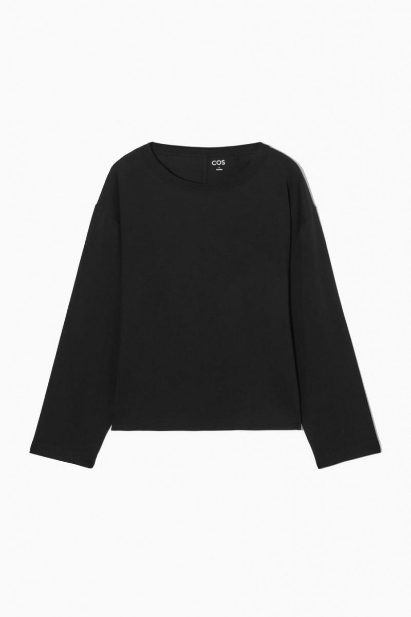 Camiseta COS Boxy Long-sleeved Mujer Negros | 70516NSKW