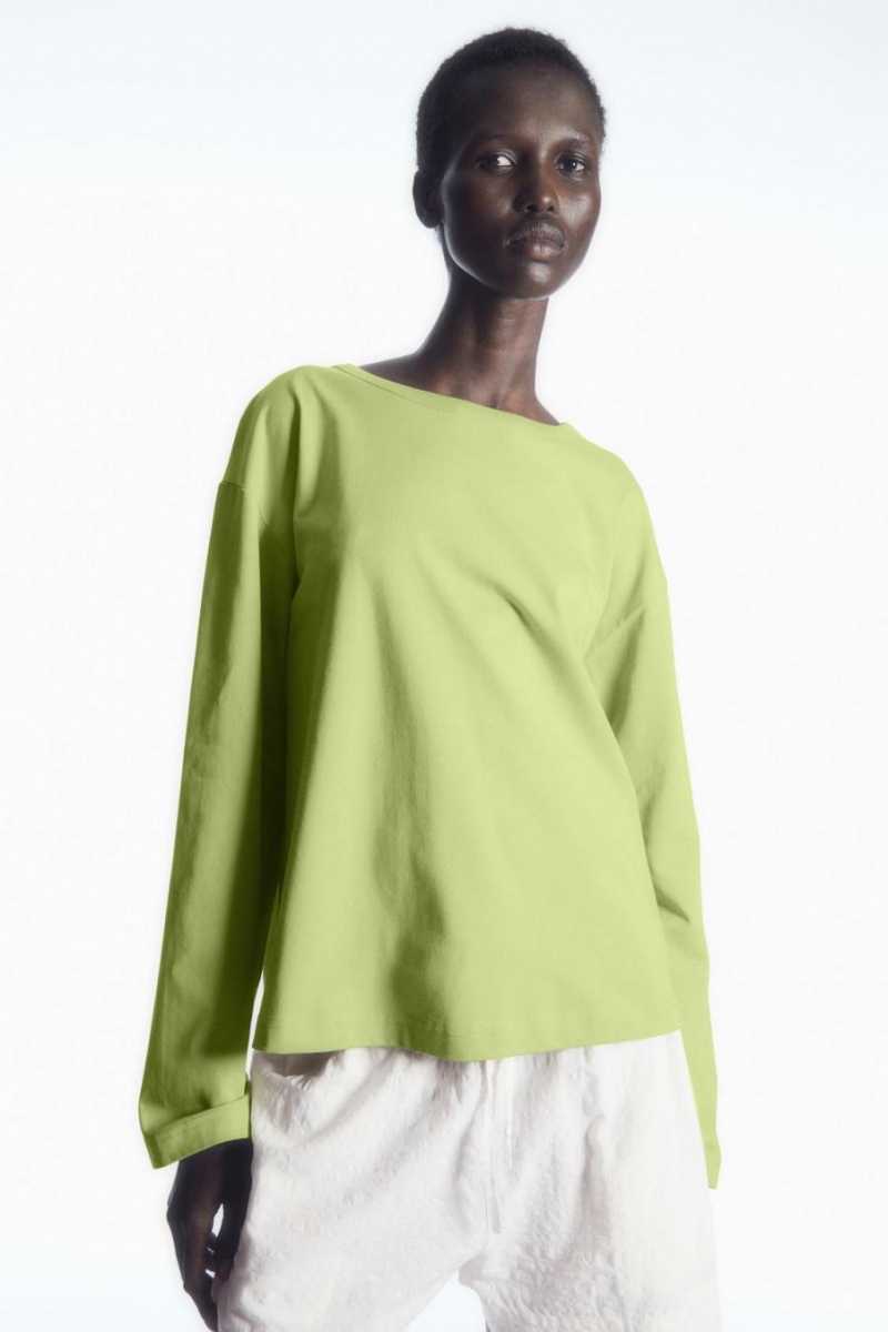 Camiseta COS Boxy Long-sleeved Mujer Verdes Claro | 58203XYHN