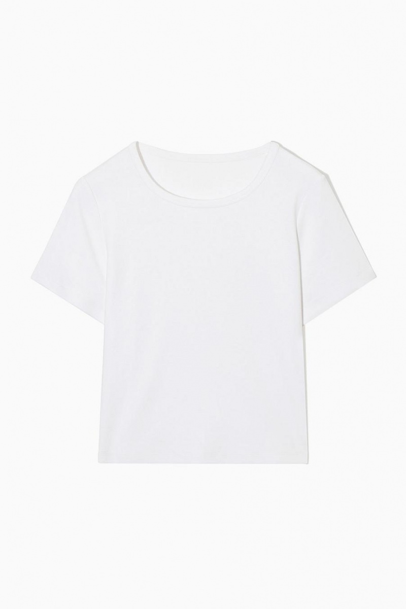 Camiseta COS Cropped Slim-fit Mujer Blancos | 73968BMLA