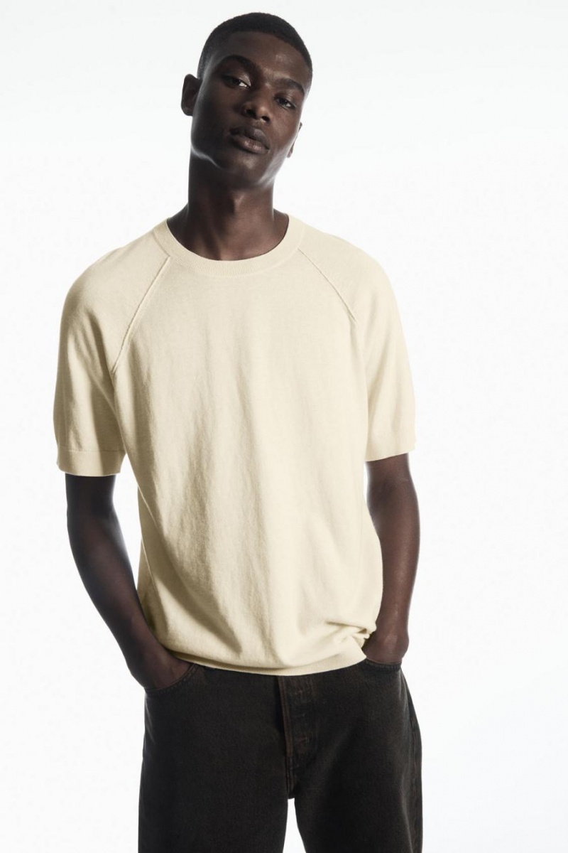 Camiseta COS De Punto Cashmere-blend Hombre Creme | 76203DYFO