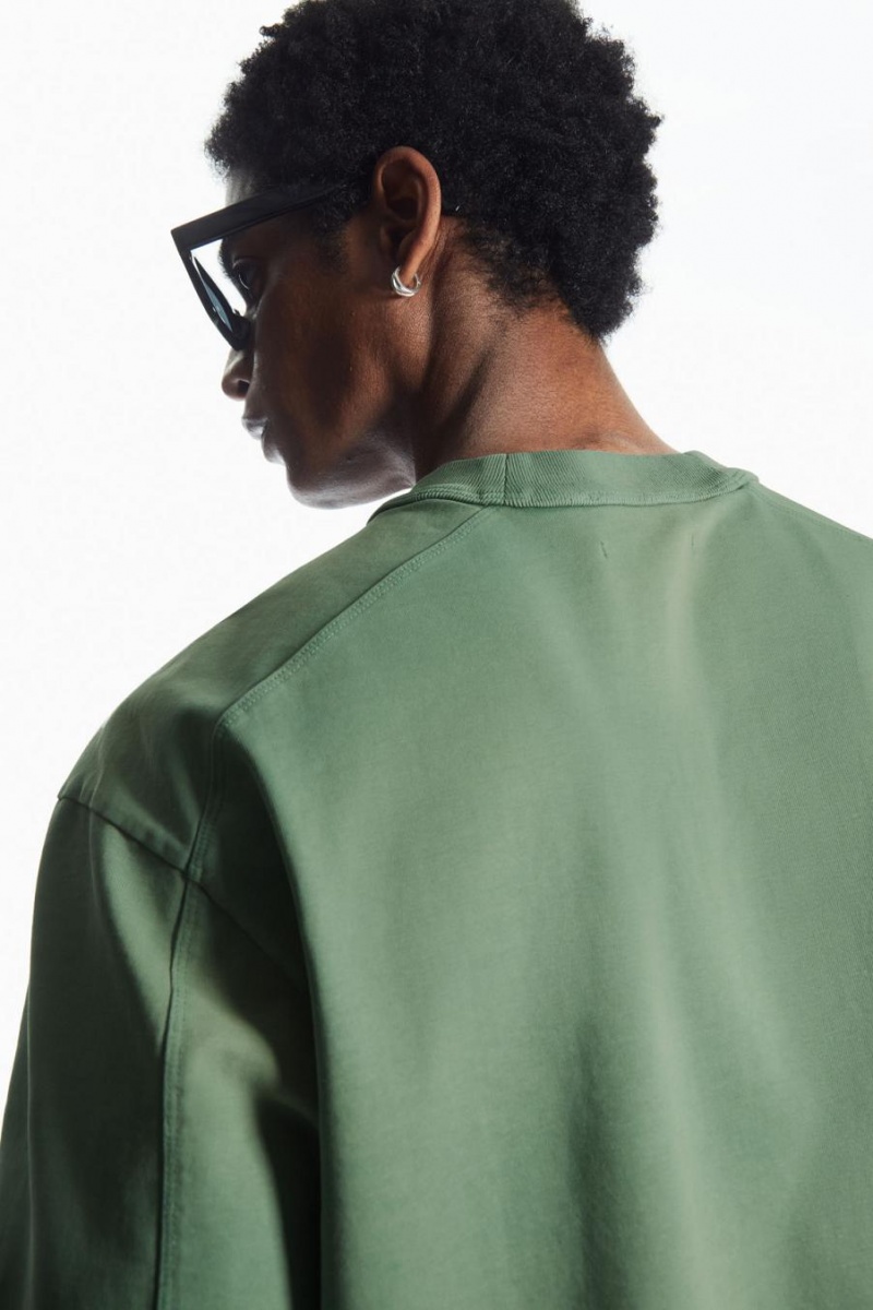 Camiseta COS Heavyweight Mock-neck Hombre Verdes | 57318NXPH