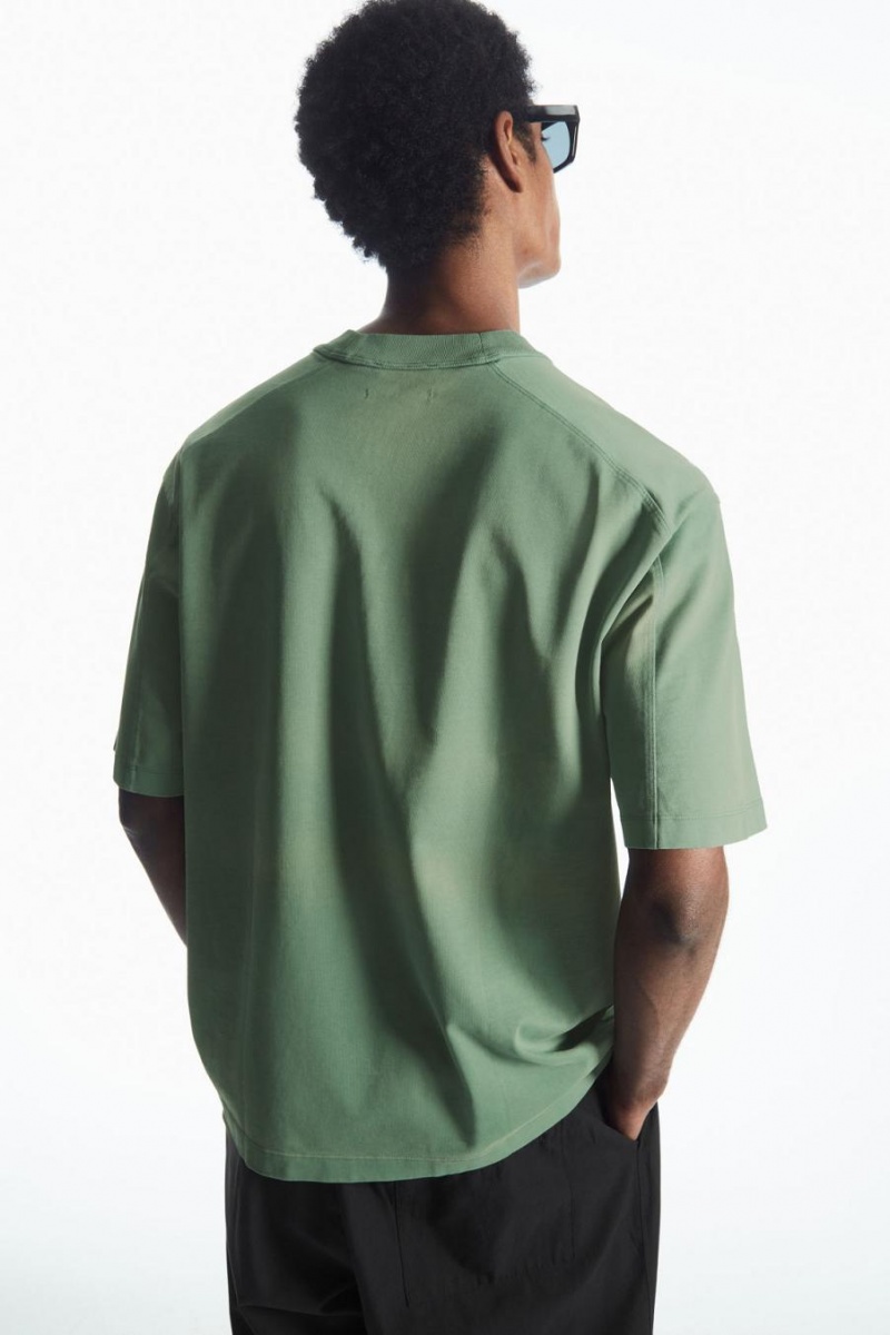 Camiseta COS Heavyweight Mock-neck Hombre Verdes | 57318NXPH