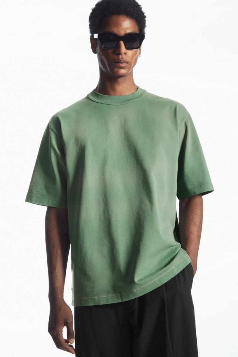 Camiseta COS Heavyweight Mock-neck Hombre Verdes | 57318NXPH