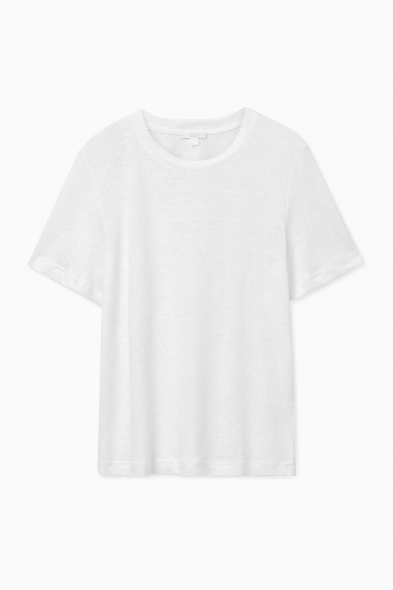 Camiseta COS Linen Mujer Blancos | 45270NUFQ