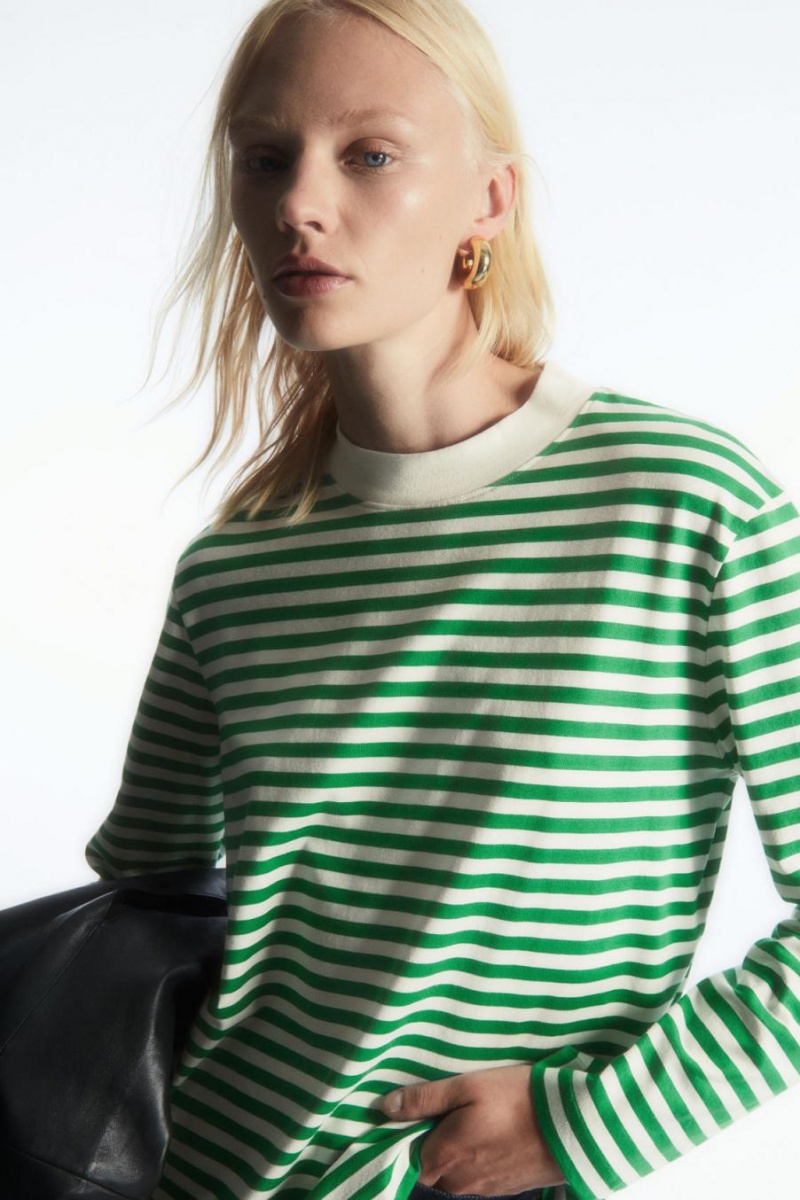 Camiseta COS Long-sleeved Mock-neck Mujer Verdes | 70283QOCB