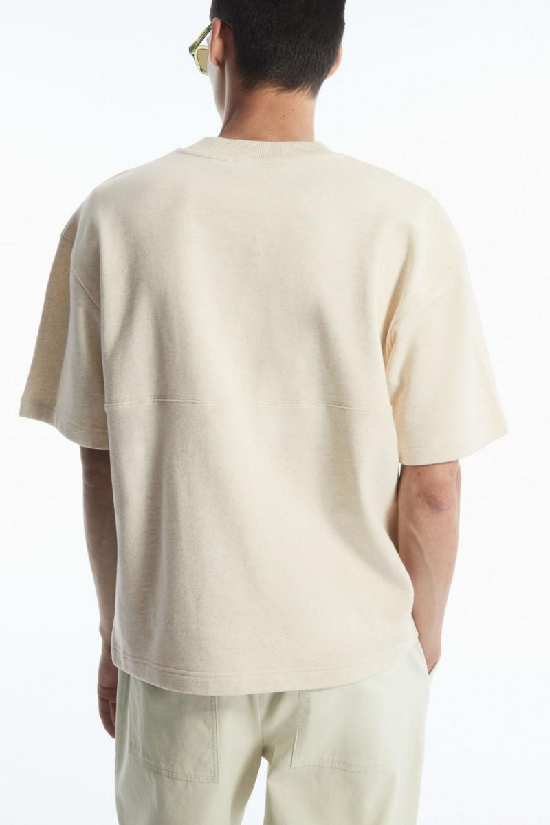 Camiseta COS Oversized Sweat Hombre Creme | 29580BOAR