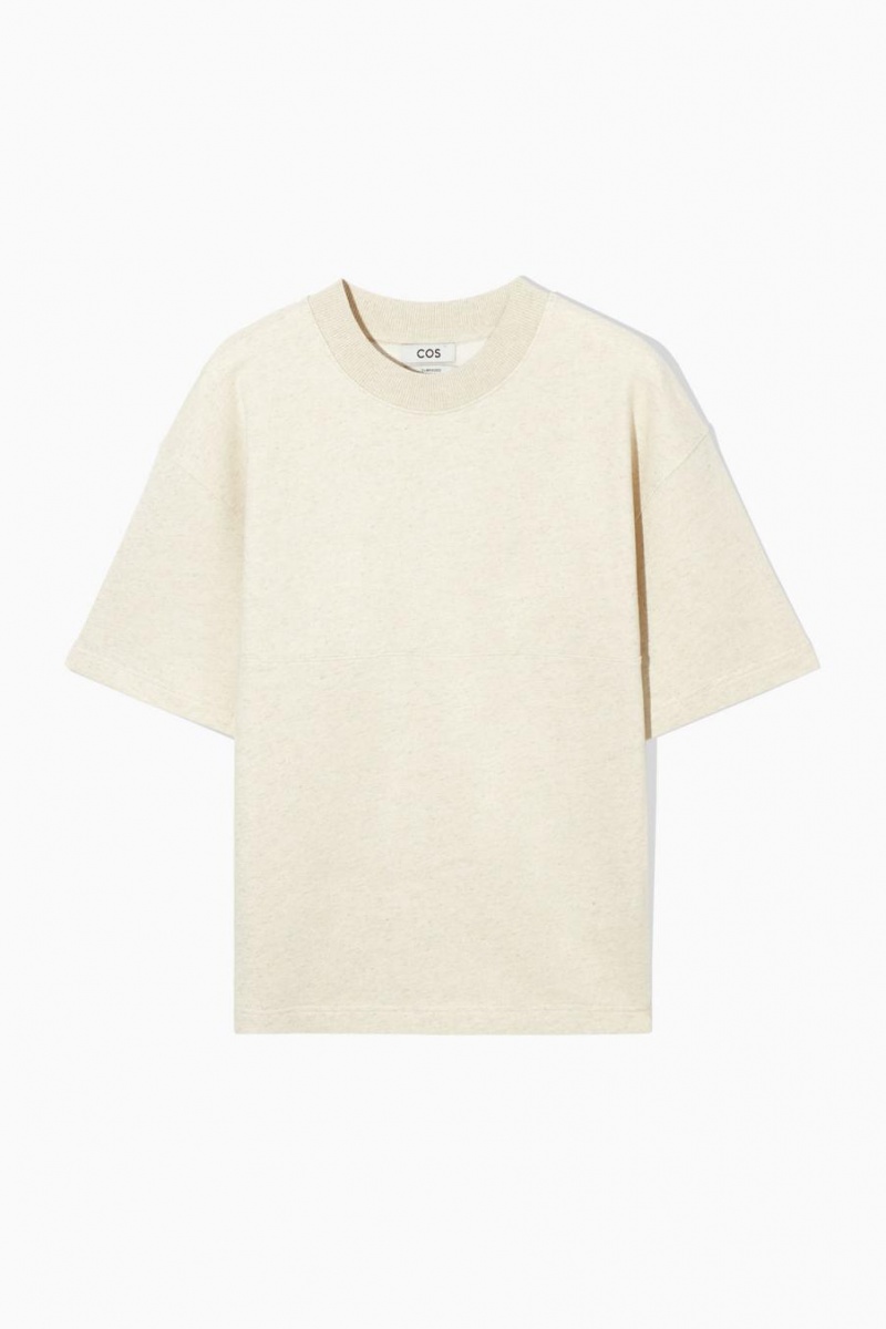 Camiseta COS Oversized Sweat Hombre Creme | 29580BOAR