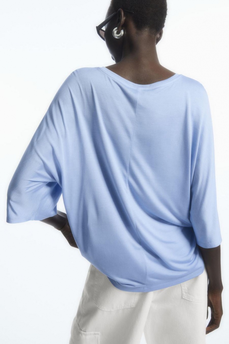 Camiseta COS Pure Mulberry Silk Mujer Azules Claro | 38762TQYX