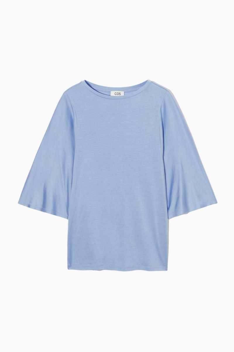 Camiseta COS Pure Mulberry Silk Mujer Azules Claro | 38762TQYX