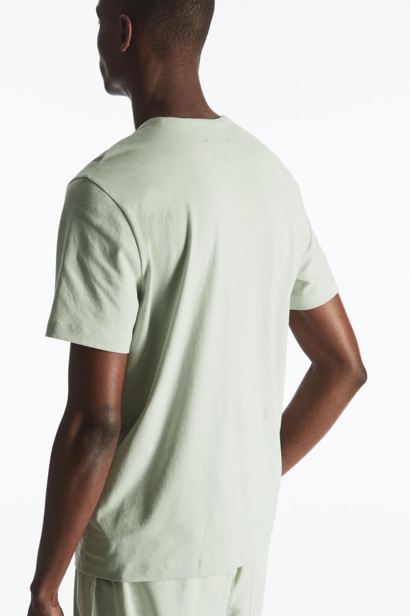 Camiseta COS Regular-fit Mid-weight Brushed Hombre Verdes Claro | 85607MSTD