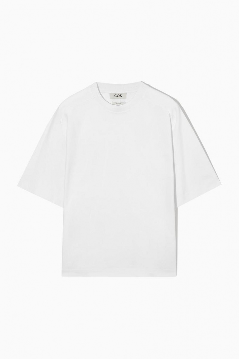 Camiseta COS Relaxed-fit Panelled Hombre Blancos | 90728VMAS