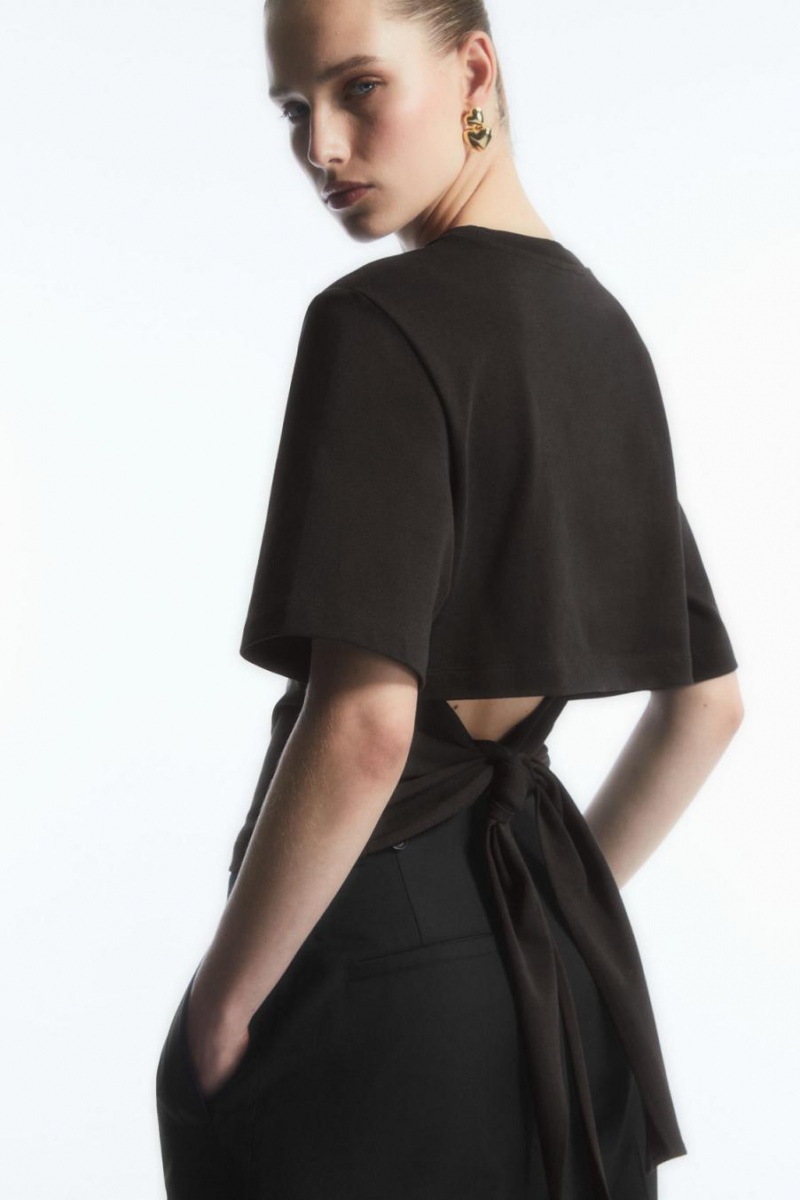 Camiseta COS The Bow Back Mujer Marrom Oscuro | 80617VGPS