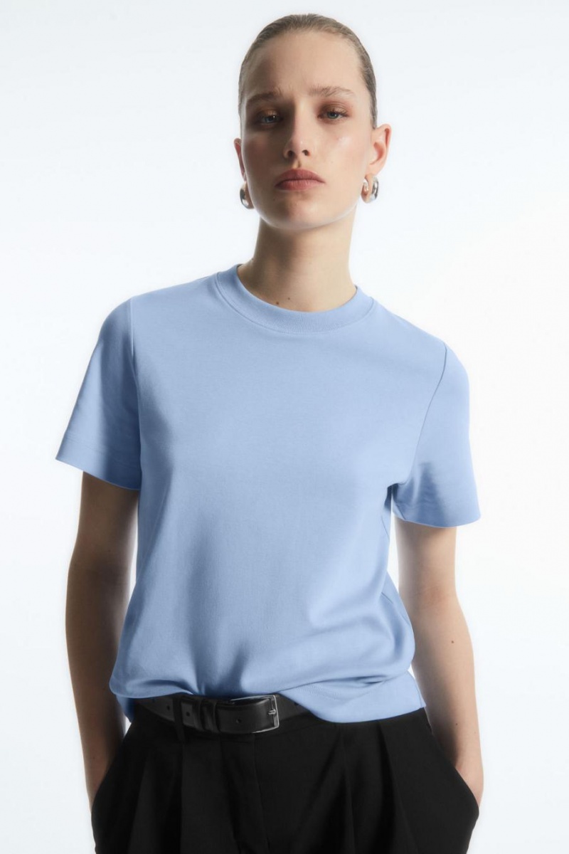 Camiseta COS The Clean Cut Mujer Azules Claro | 21504GNHJ