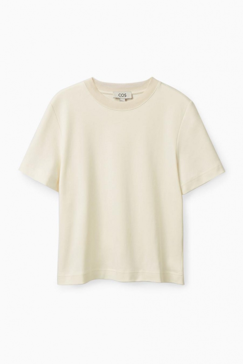 Camiseta COS The Clean Cut Mujer Beige Claro | 87290ZMTG