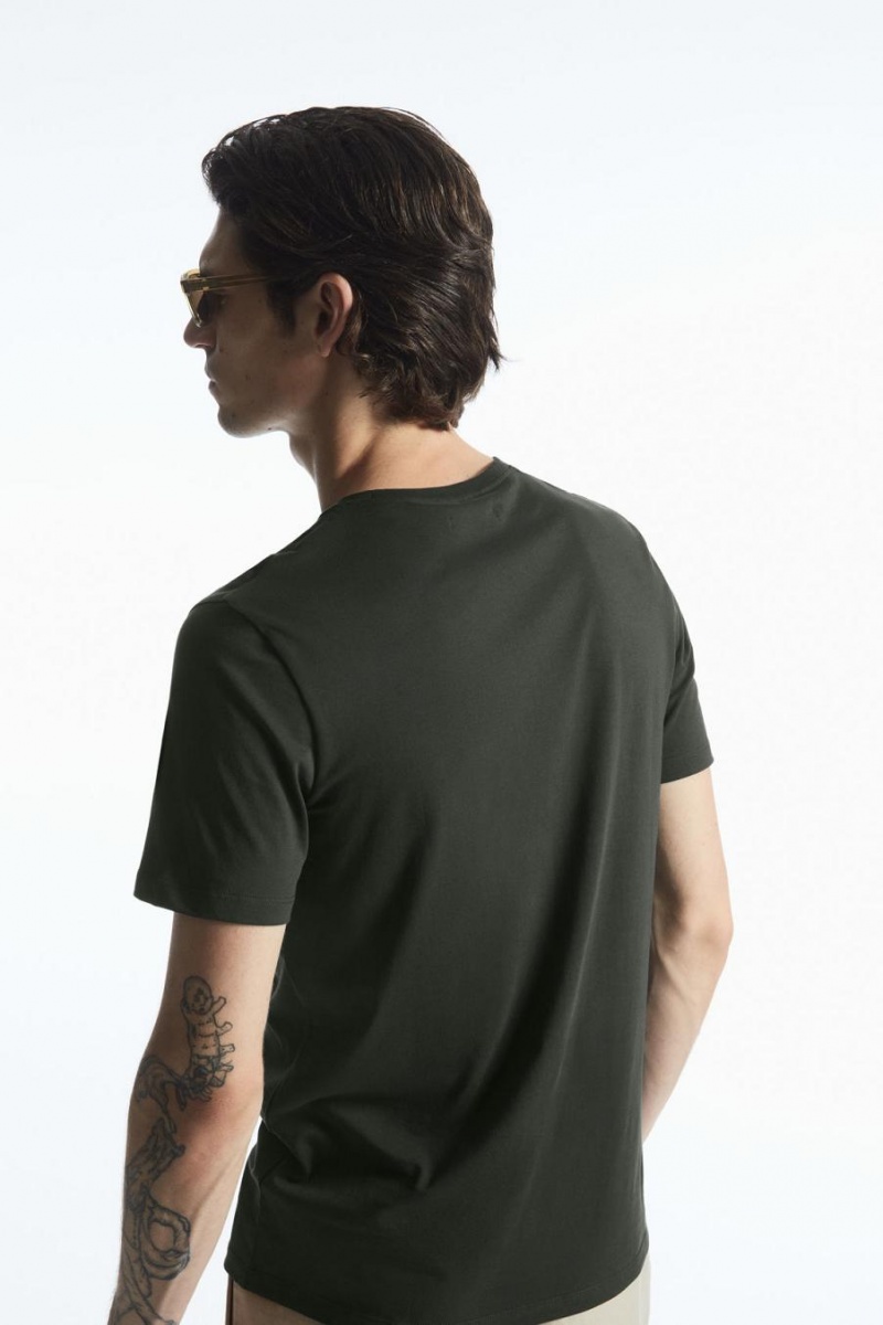 Camiseta COS The Extra Fine Hombre Verdes Oscuro | 91752PRQW