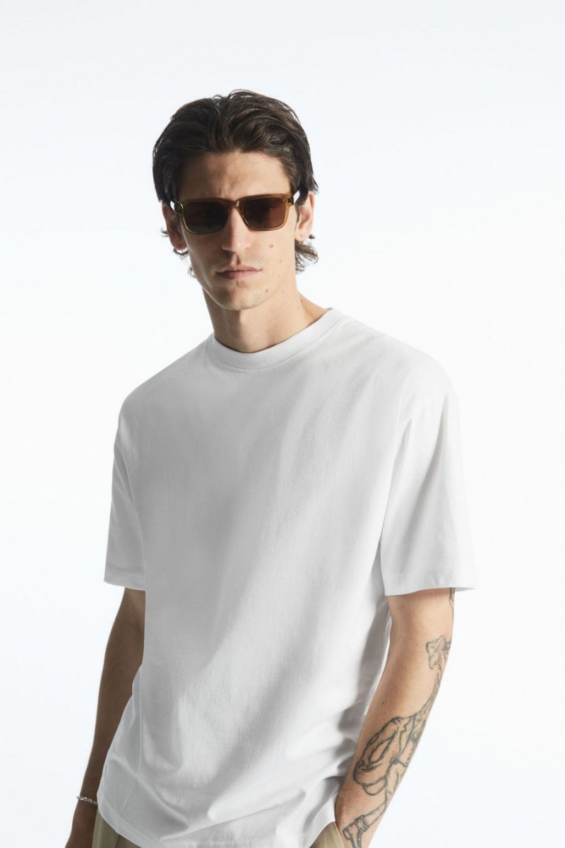 Camiseta COS The Super Slouch Hombre Blancos | 93758BSGL