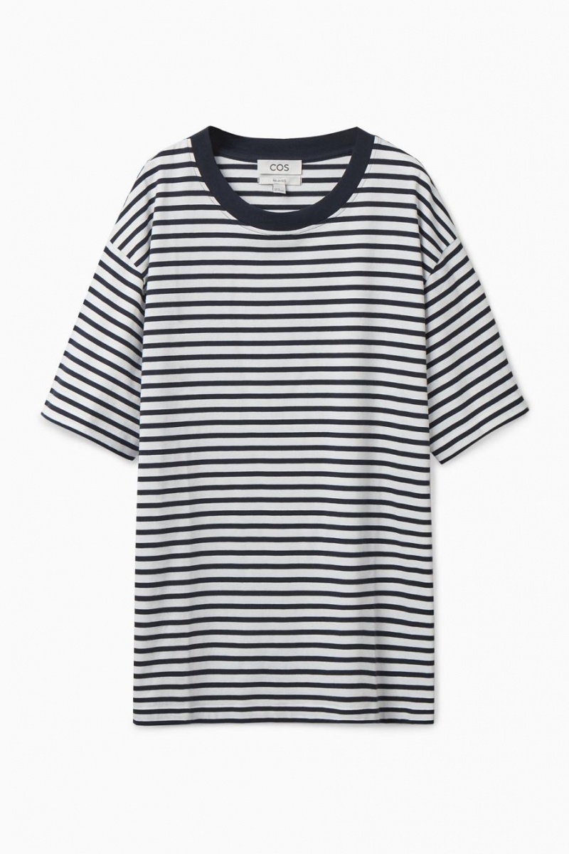 Camiseta COS The Super Slouch Hombre Blancos Azul Marino | 15038WSIR