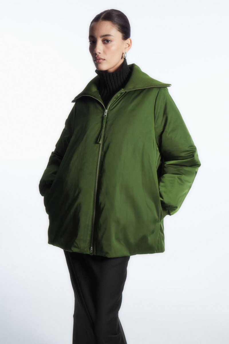 Chamarra COS Acanalado-collar Puffer Mujer Verdes Oscuro | 62415OWFN