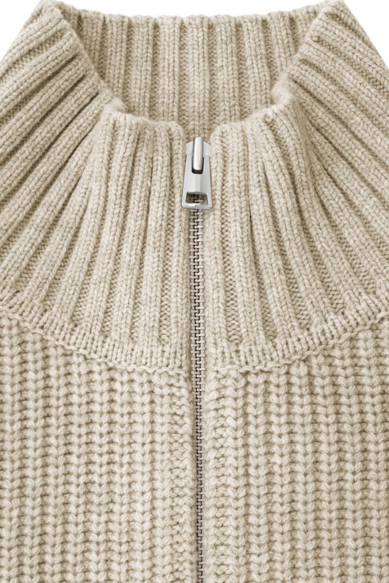 Chamarra COS Funnel-neck De Punto Lana Hombre Beige Claro | 50482VEJT