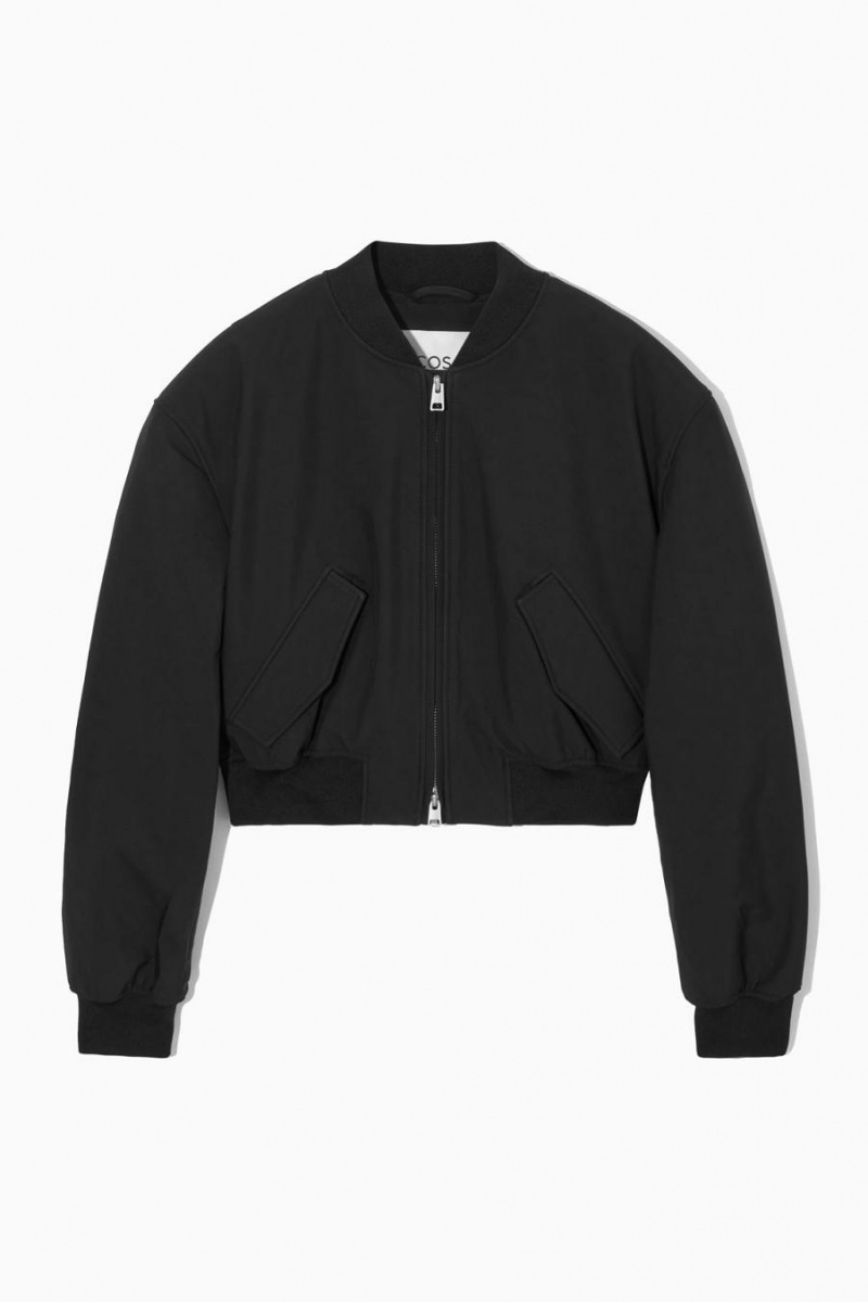 Chamarra COS Oversized Cropped Bomber Mujer Negros | 76398ZMKW