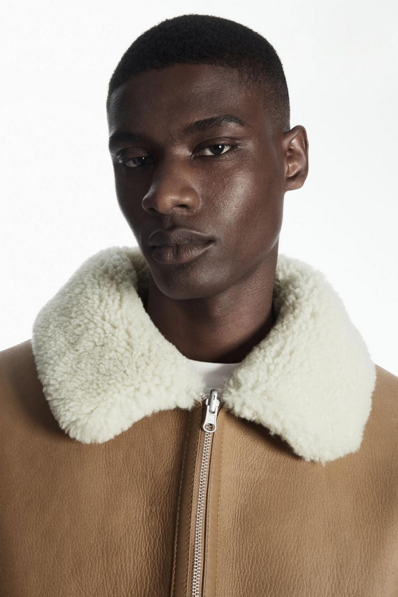 Chamarra COS Reversible Shearling Hombre Marrom | 81523IHVK