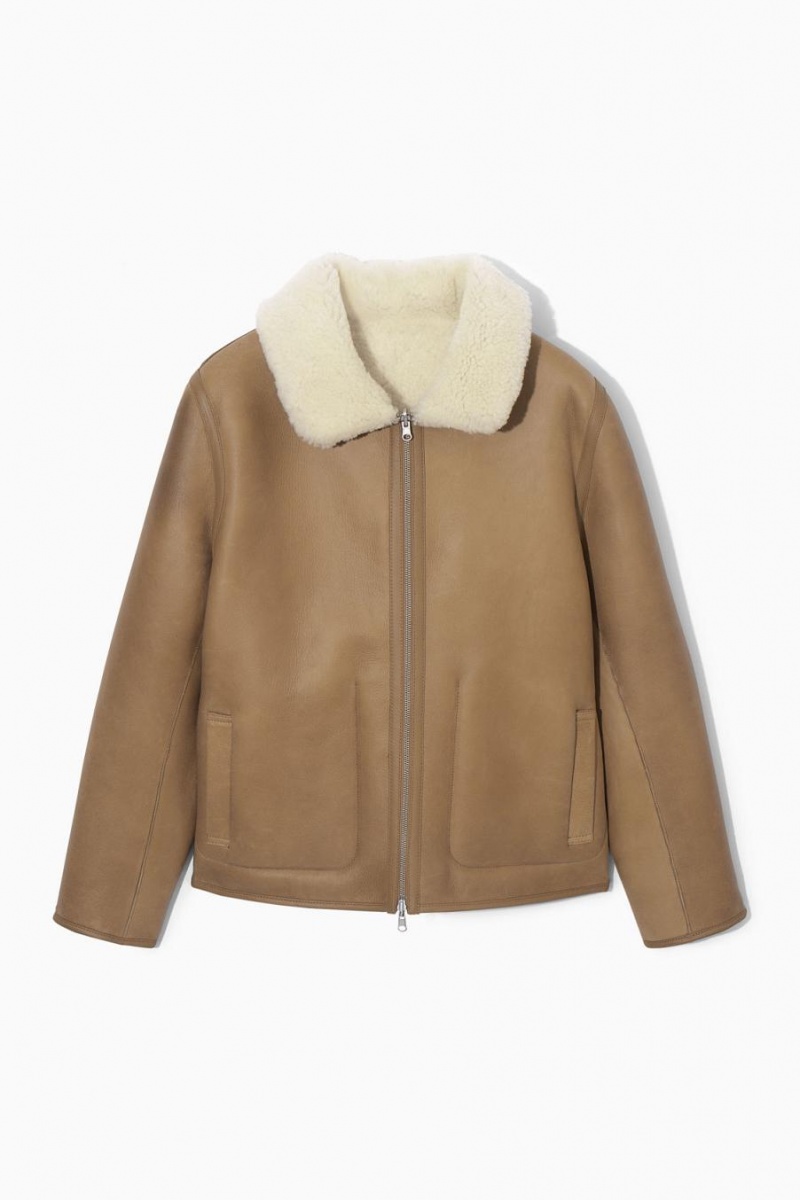 Chamarra COS Reversible Shearling Hombre Marrom | 81523IHVK