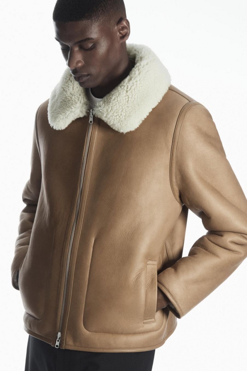 Chamarra COS Reversible Shearling Hombre Marrom | 81523IHVK