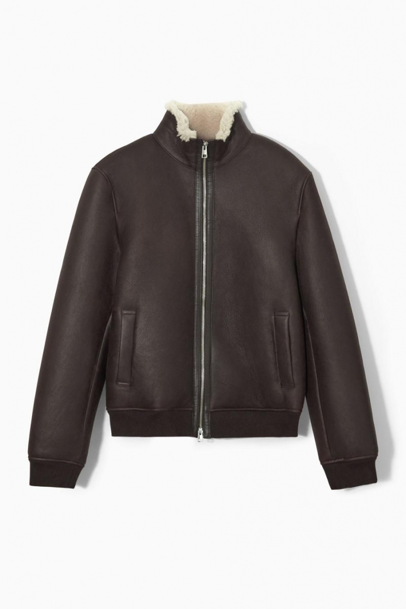 Chamarra COS Shearling Bomber Hombre Marrom Oscuro | 71085ZVGH