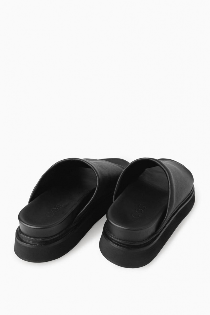 Chanclas COS Cuero Plataforma Mujer Negros | 09483QEMJ