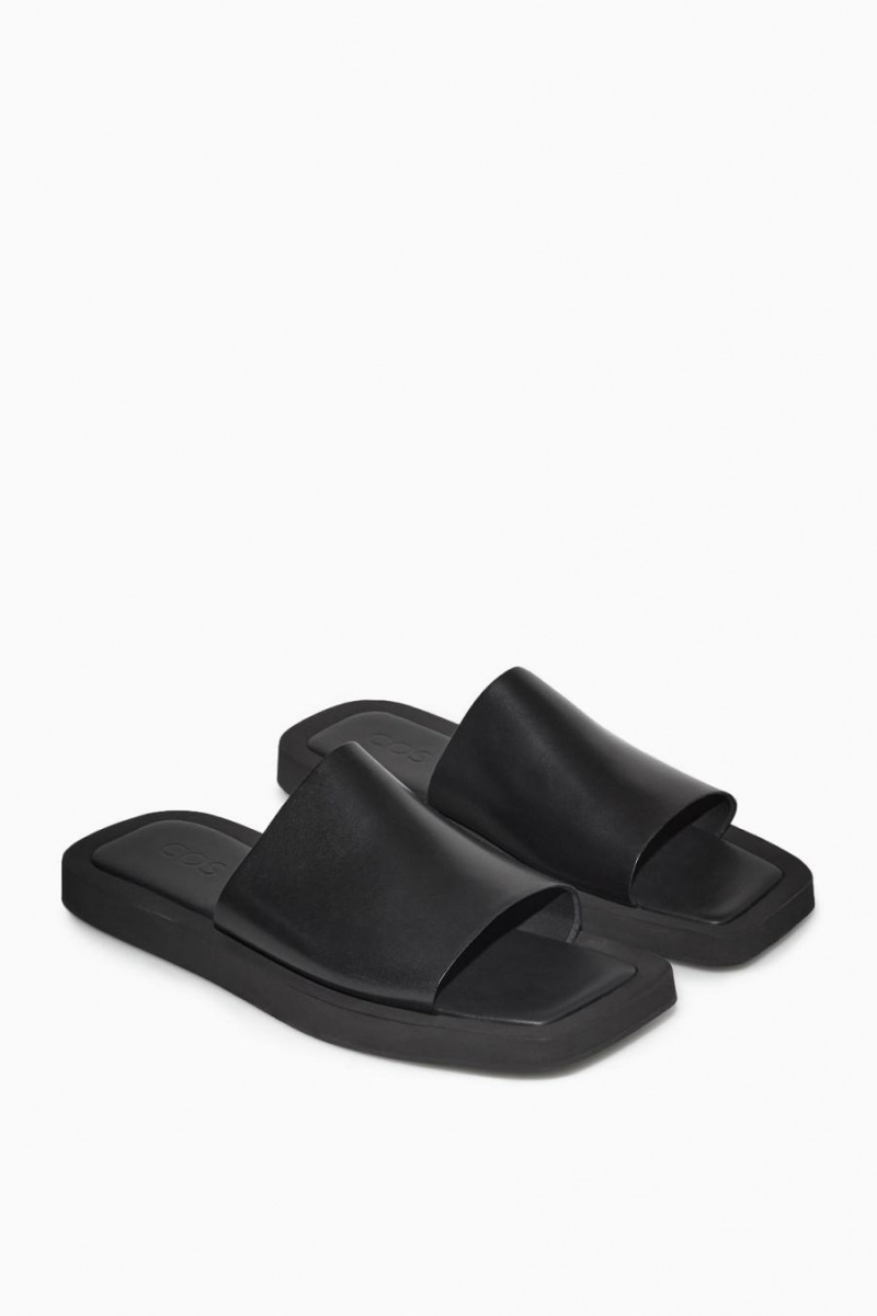 Chanclas COS Square-toe Cuero Hombre Negros | 90435RJCD