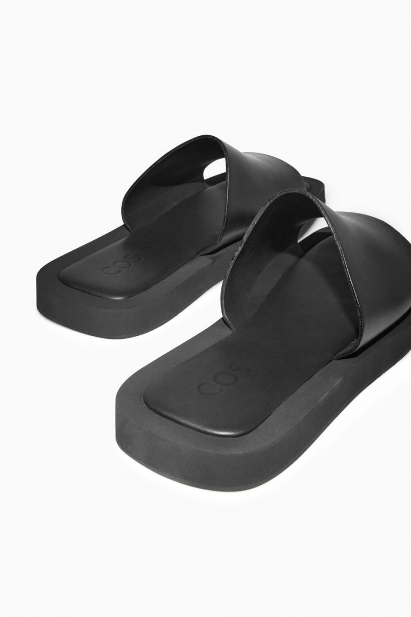 Chanclas COS Square-toe Cuero Hombre Negros | 90435RJCD