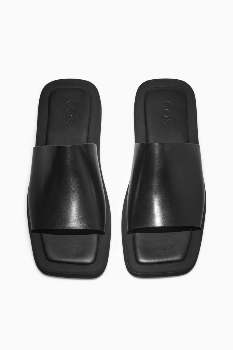 Chanclas COS Square-toe Cuero Hombre Negros | 90435RJCD