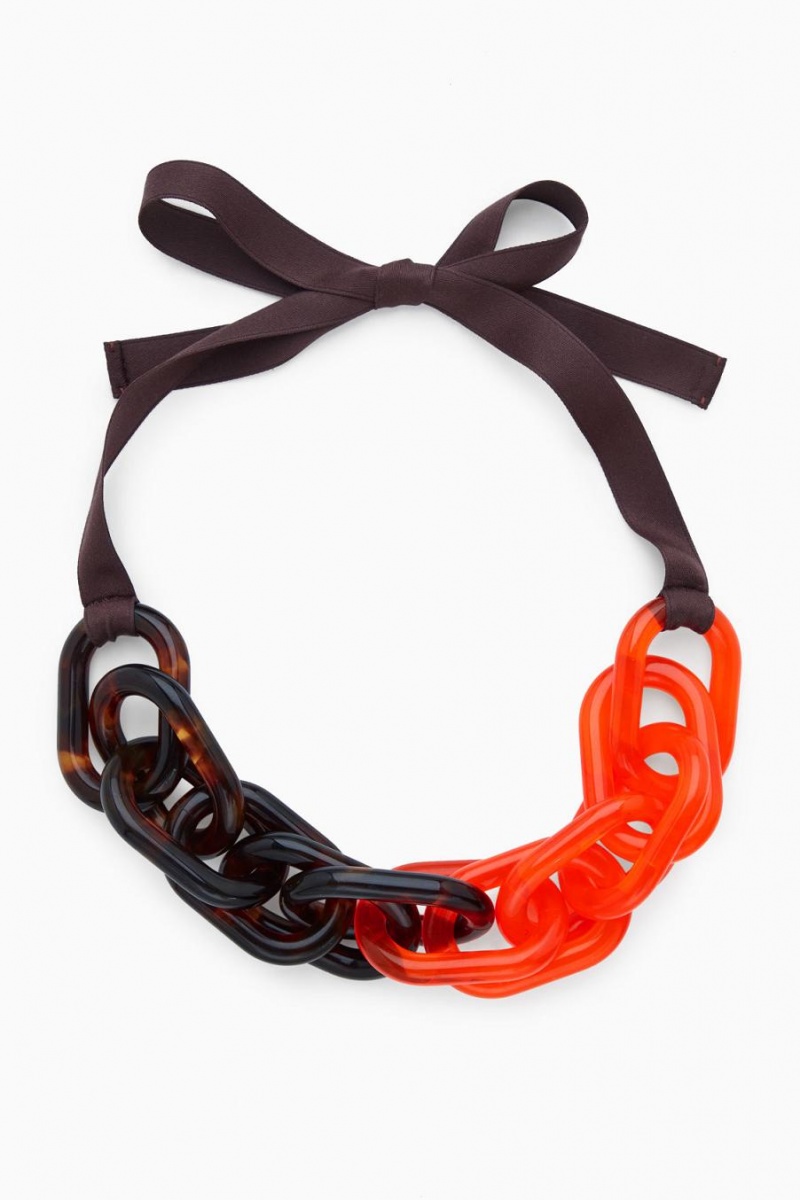 Collar COS Oversized-link Grosgrain Ribbon Mujer Naranjas | 85679WJTE