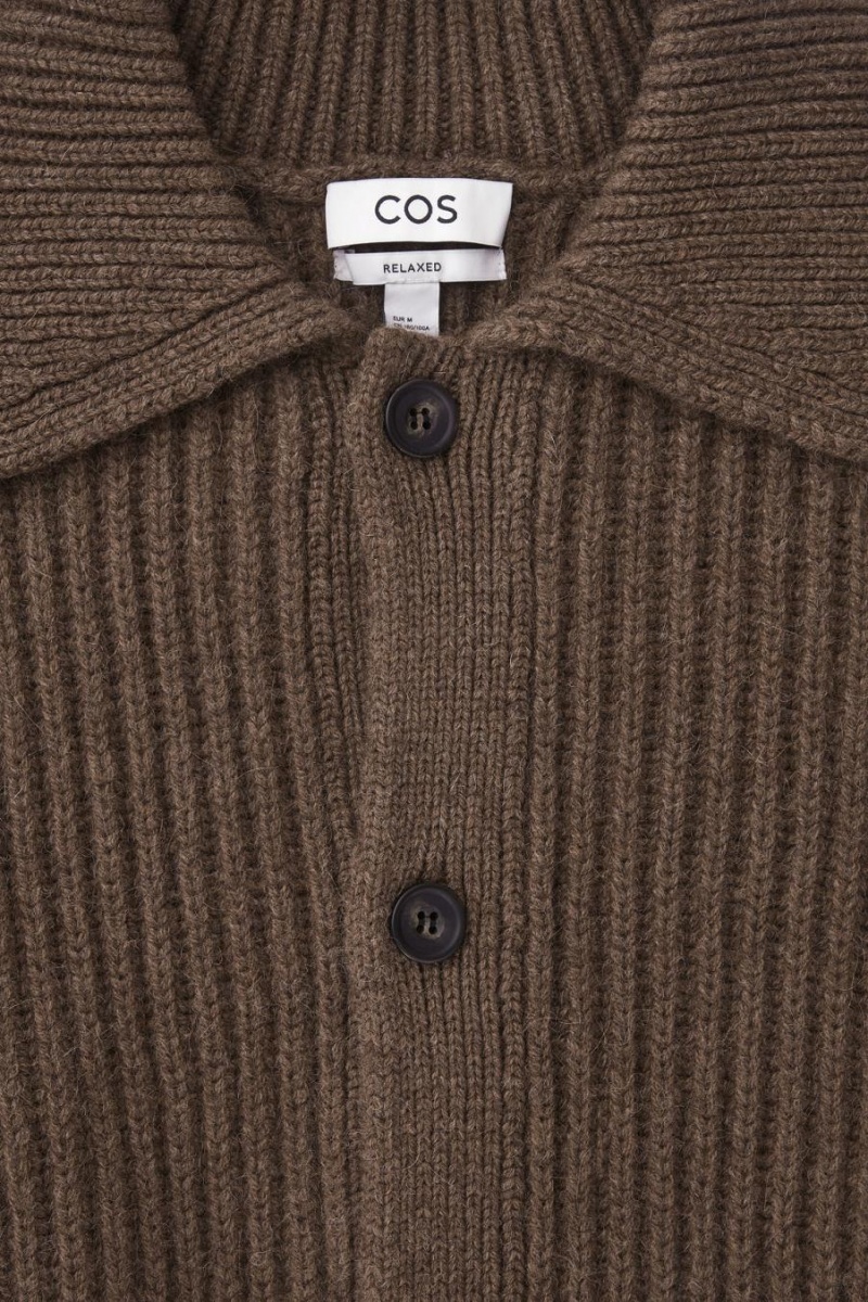 Cárdigan COS Acanalado Alpaca-blend Hombre Marrom | 06431YHKD