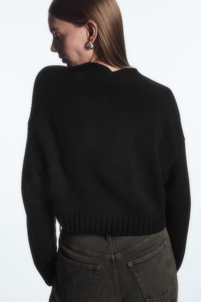 Cárdigan COS Fornido Cropped Cashmere-blend Mujer Negros | 94201DOWC