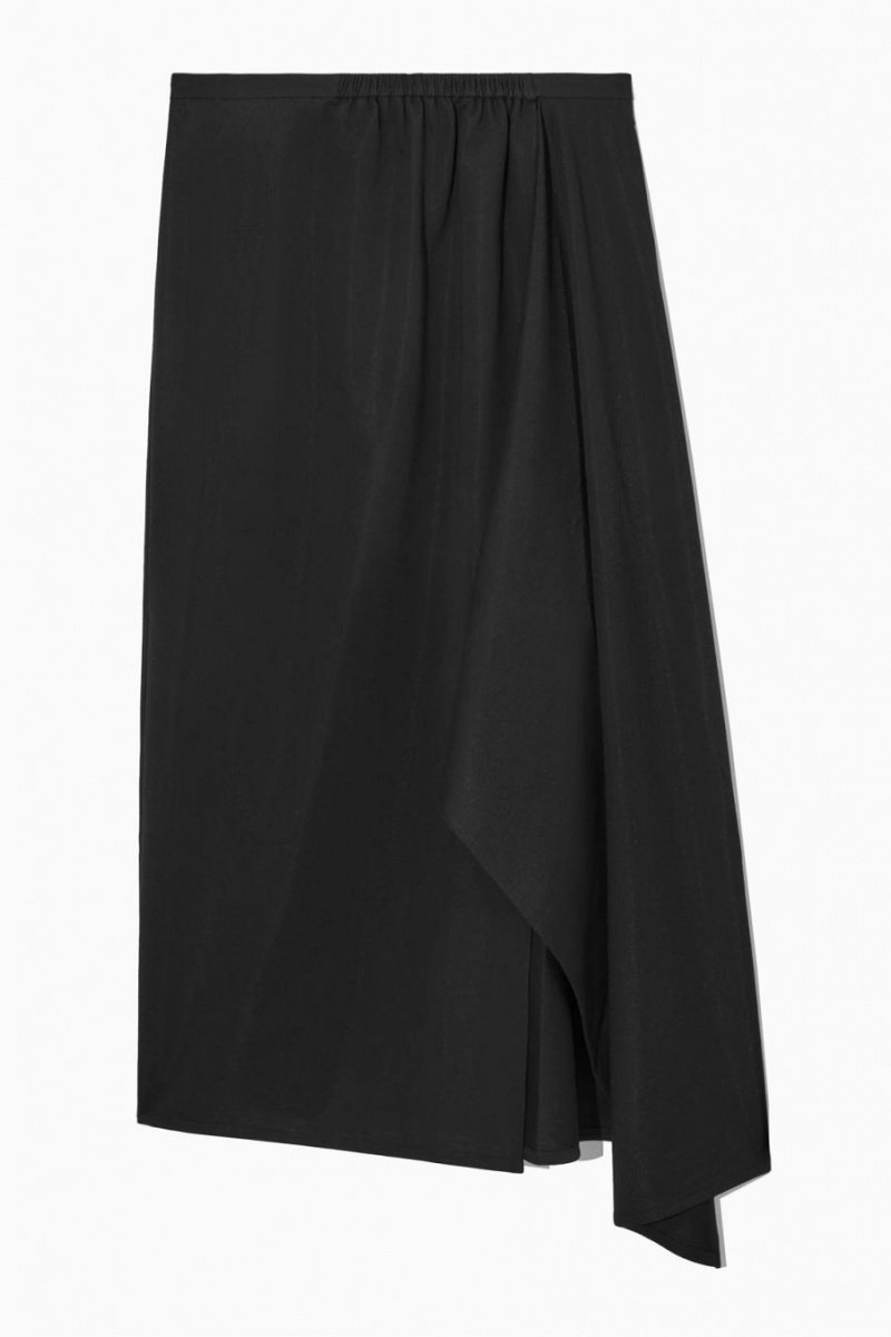 Falda COS Asymmetric Midi Wrap Mujer Negros | 49370FPBE