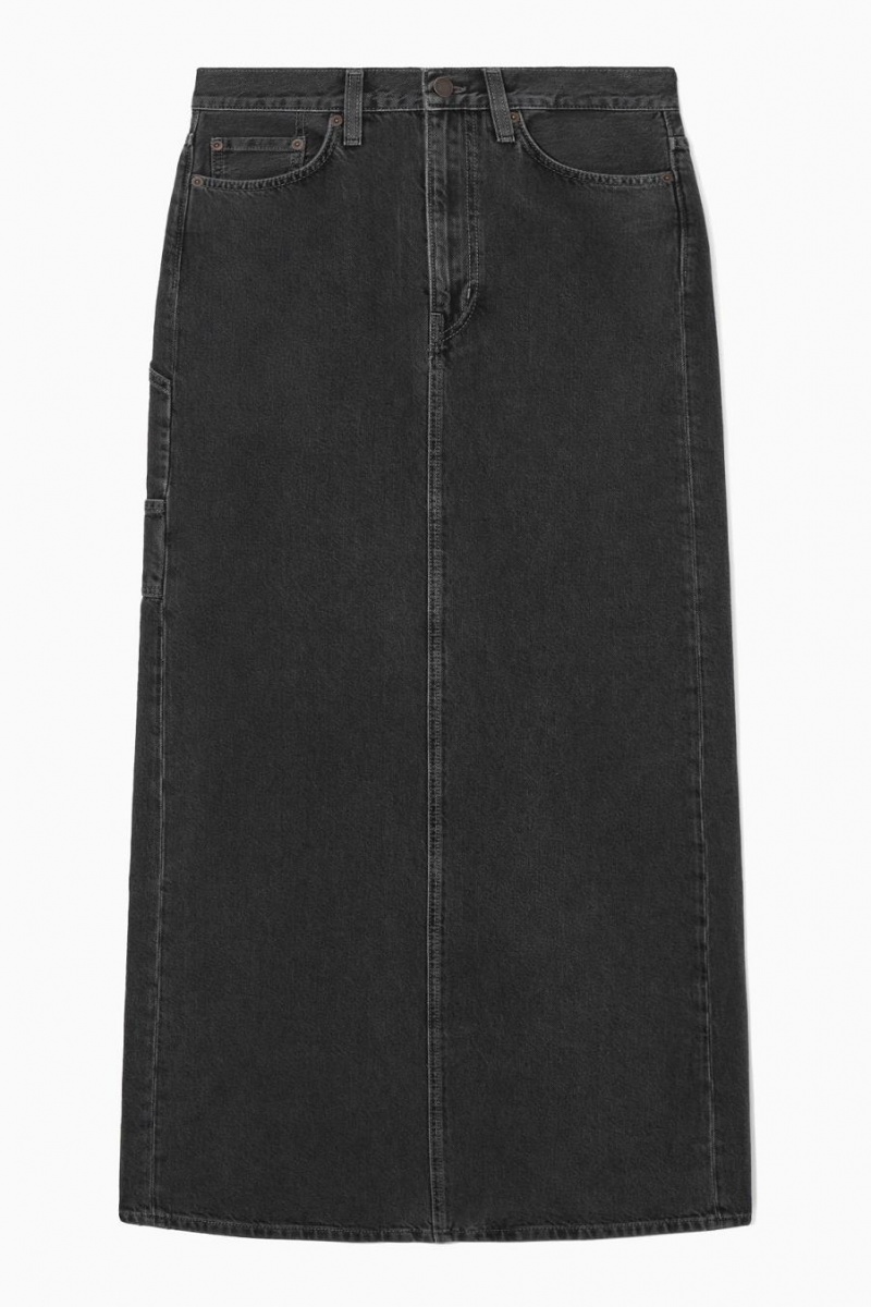 Falda COS Denim Maxi Mujer Negros | 48705JCMV