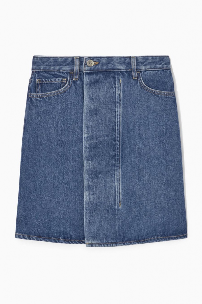 Falda COS Denim Mini Wrap Mujer Azules | 67832VRFZ