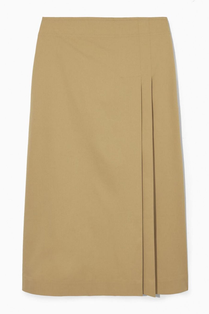 Falda COS Plisado Midi Wrap Mujer Beige | 47593NUVH