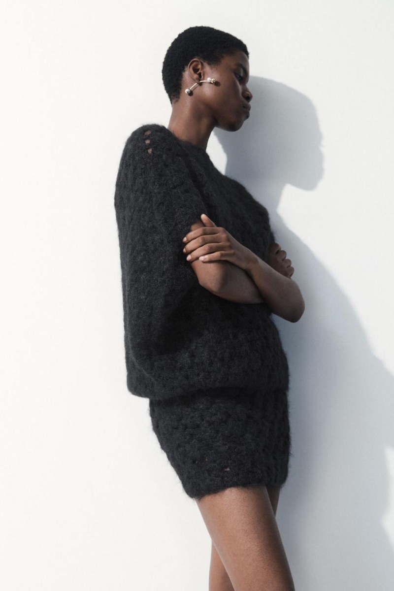 Falda COS The Crochet-knit Mini Mujer Negros | 74326HADS