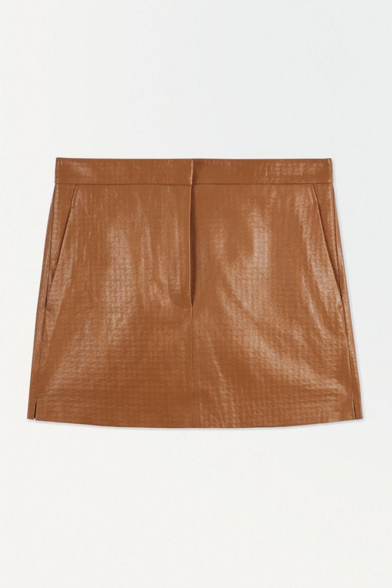 Falda COS The Embossed-leather Mini Mujer Marrom | 65438SGLX